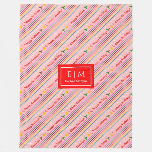 Couverture rose festive avec lettrage de Noël (Devant)