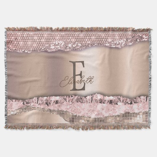 Couverture Rose Gold Tendance Diamants Paillettes Monogramme (Devant)