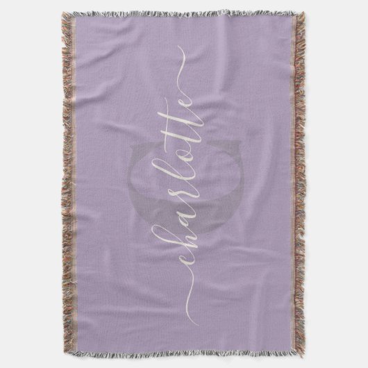 Couverture Rose lilas | Nom du monogramme de script personnal (devant Vertical)