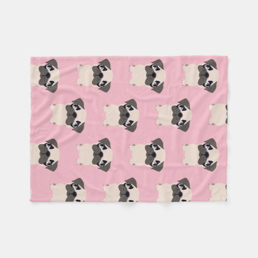 Couverture rose mignonne de carlin (Devant (Horizontal))