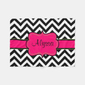 Couverture rose noire de monogramme de Chevron (Devant (Horizontal))