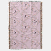 Couverture Rose Orange Floral et Vert Coeur Monogramme (devant Vertical)