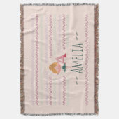Couverture rose pâle Ballerine "A" Monogramme Nom (devant Vertical)
