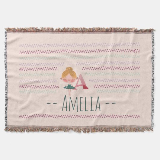 Couverture rose pâle Ballerine "A" Monogramme Nom (Devant)