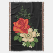 Couverture Rose rouge et marguerites Arrière - plan noir (devant Vertical)