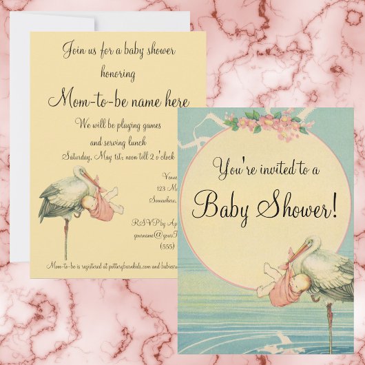Couverture rose vintage, Baby shower Invitation
