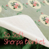 Couverture Rose vintage Doily Green Damask