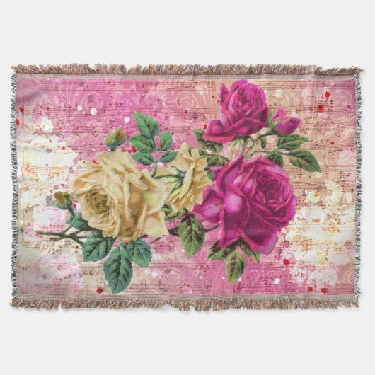 Couverture Rose vintage Pink Crem Decoupage Tissu papier (Devant)