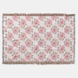 Couverture Roseraie rose vintage cottage Throw Blanket