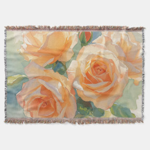 Couverture Roses Aquarelles Orange Impressionnisme