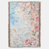Couverture Roses aquarelles rêveuses et oiseaux dorés Fleurs (devant Vertical)