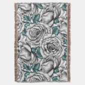 Couverture Roses blanches avec feuilles bleus (devant Vertical)