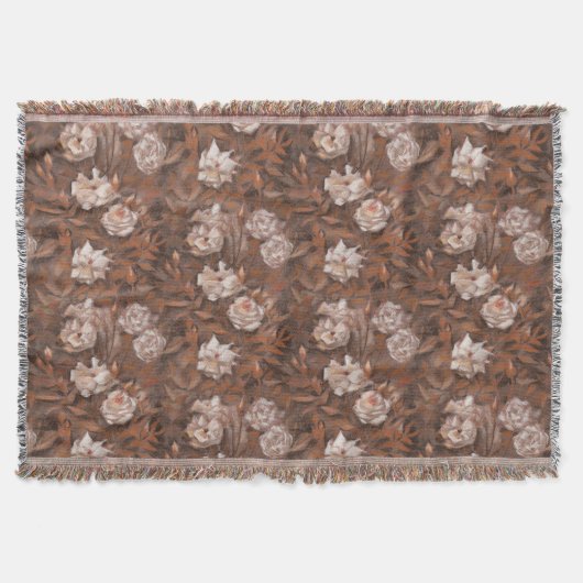 Couverture Roses blanches, motifs floraux nostalgiques couleu (Devant)