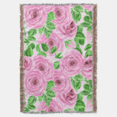 Couverture Roses d'aquarelle rose avec feuilles et pattes de (devant Vertical)