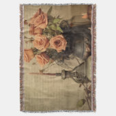 Couverture Roses Macabres Vintage Crânes Sépia (devant Vertical)