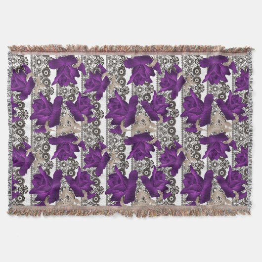 Couverture Roses rétro, violet (Devant)