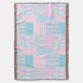 Couverture Roses roses chics sur Sky Blue Faux Patchwork (devant Vertical)