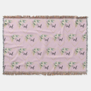 Couverture Roses roses roses blanches vintages Monogramme de