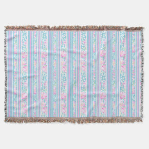Couverture Roses roses roses et rayures correspondantes Jeter