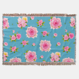 Couverture Roses roses sur un fond bleu