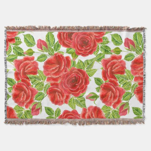Couverture Roses rouges aquarelle transparente motif (Devant)