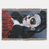 Couverture Roses Rouges Élégantes Femme Gothique Crâne de Suc (Devant)