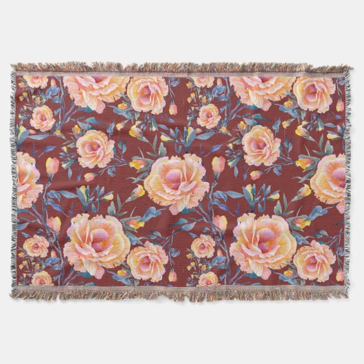 Couverture Roses, sans soudure, motif arrière - plan rouge (Devant)