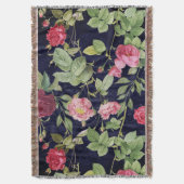 Couverture Roses vintages Sur Velours Bleu Foncé (devant Vertical)