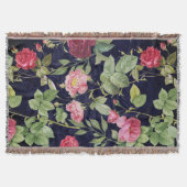 Couverture Roses vintages Sur Velours Bleu Foncé (Devant)