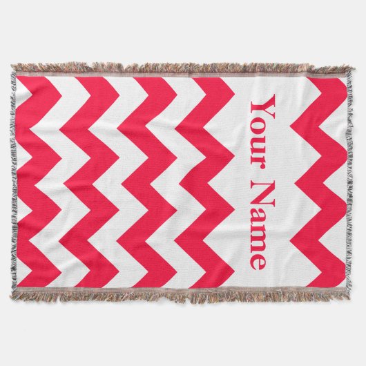 Couverture Rouge Bold Chevron avec nom personnalisé (Devant)