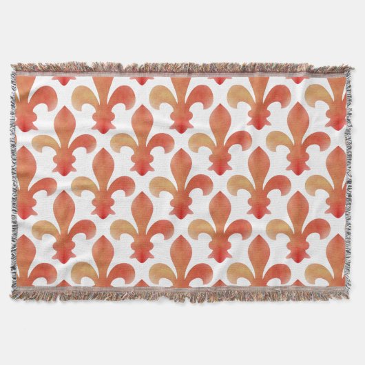 Couverture rouge de Gold Fleur de Lis Throw (Devant)