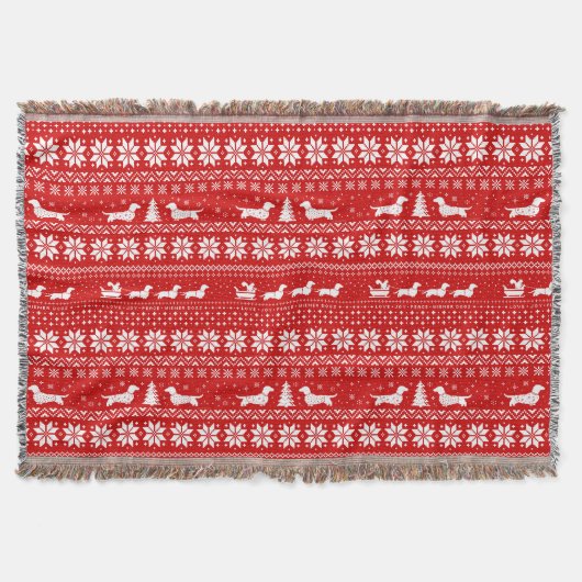 Couverture Rouge de motif de chandail de Noël de teckels (Devant)