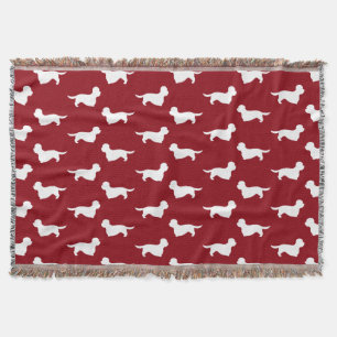 Couverture Rouge de motif de silhouettes de Dandie Dinmont