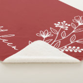 Couverture Rouge de Vin Floral, Cadeau avec Nom Pe (3/4)
