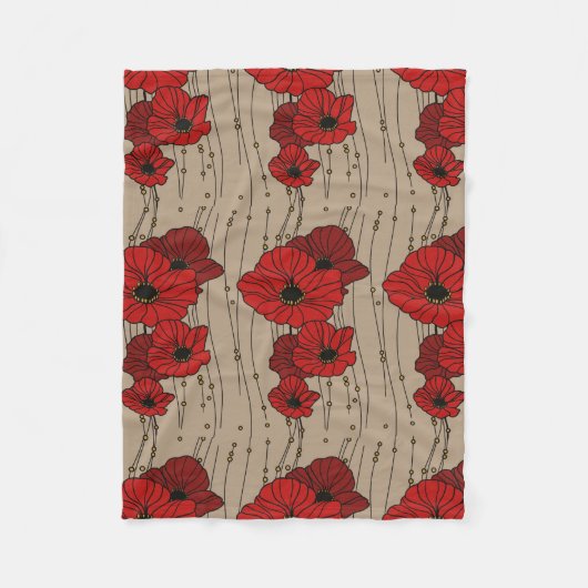 Couverture rouge élégante d'ouatine de pavots (Devant)