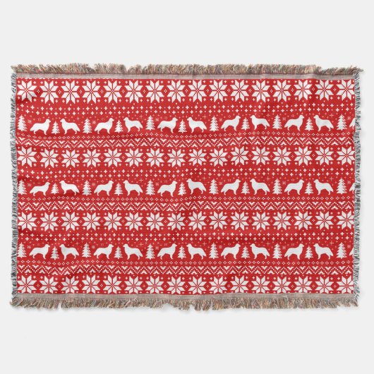 Couverture Rouge enduit plat de motif de Noël de chiens (Devant)
