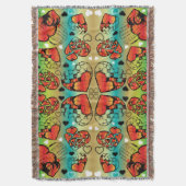 Couverture Rouge et vert Whimsical Romantique Coeurs motif (devant Vertical)