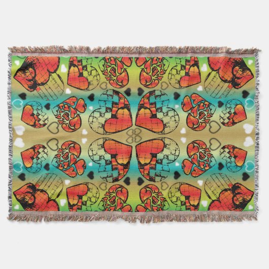 Couverture Rouge et vert Whimsical Romantique Coeurs motif (Devant)