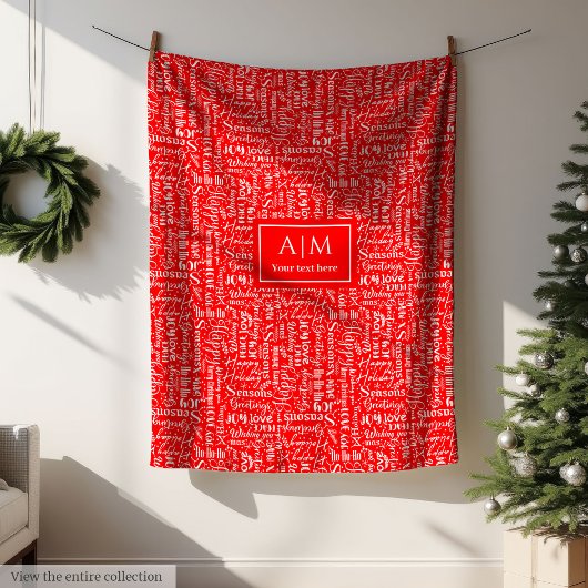 Couverture rouge festive avec lettrage de Noël