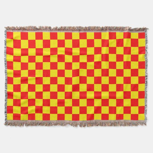 Couverture Rouge Jaune Chèque À damiers Motif Design (Devant)