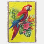 Couverture Rouge macaw tropical floral (devant Vertical)