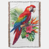 Couverture Rouge macaw tropical floral (devant Vertical)