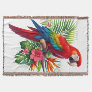 Couverture Rouge macaw tropical floral