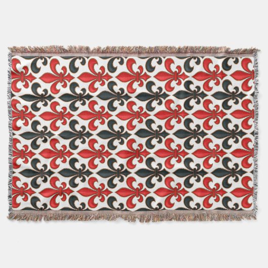 Couverture Rouge noir baroque Fleur de lis Motif Design (Devant)