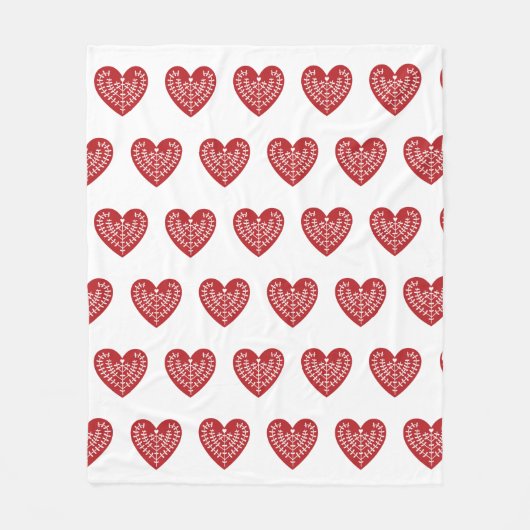 Couverture rouge scandinave d'ouatine de coeur (Devant)