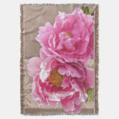 Couverture Rougissent le jet couvrant floral de pivoines (devant Vertical)
