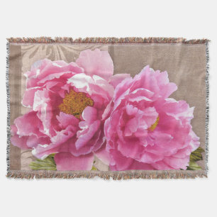 Couverture Rougissent le jet couvrant floral de pivoines