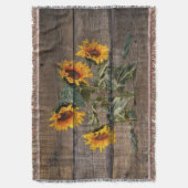Couverture Rustic Barn Wood Sunflower (devant Vertical)