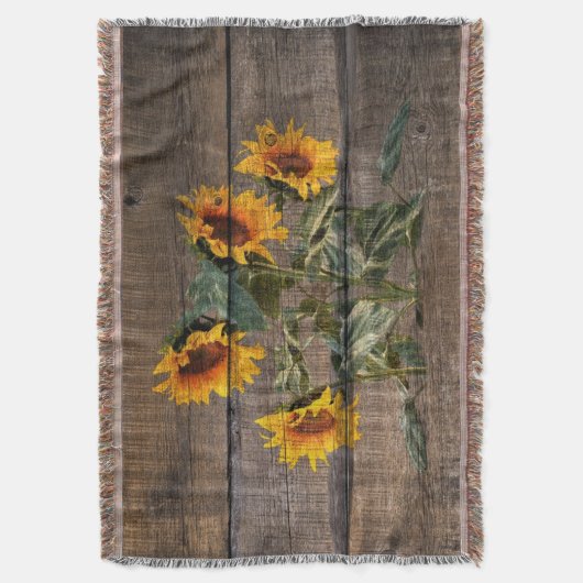 Couverture Rustic Barn Wood Sunflower (devant Vertical)