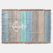 Couverture Rustic Beach Wood Bandes et Ancres nautiques (Devant)